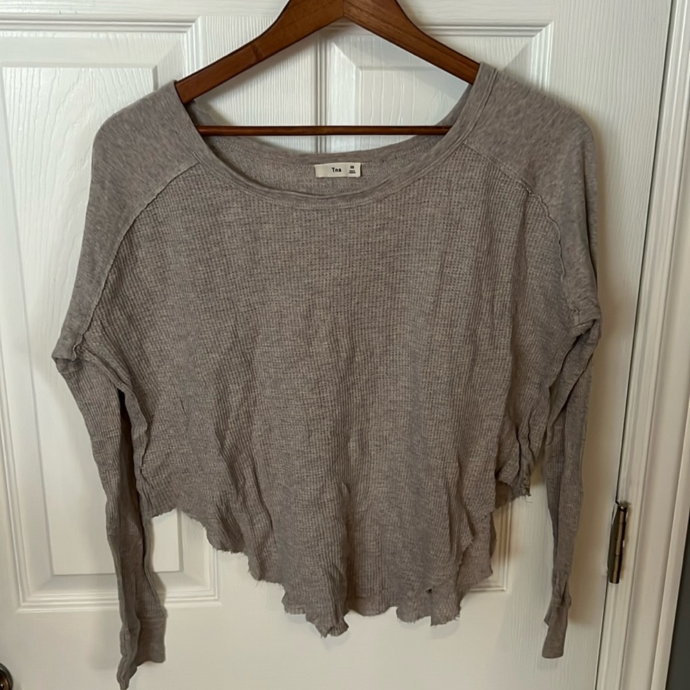 TNA waffle texture long sleeve shirt